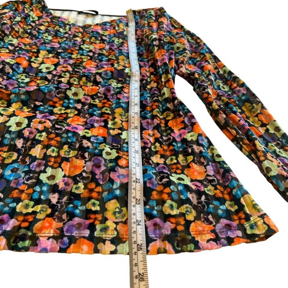 Stine Goya Floral Velvet Wrap Front Ruched Long Sleeve Line Top Multicolor Small - Picture 9 of 10